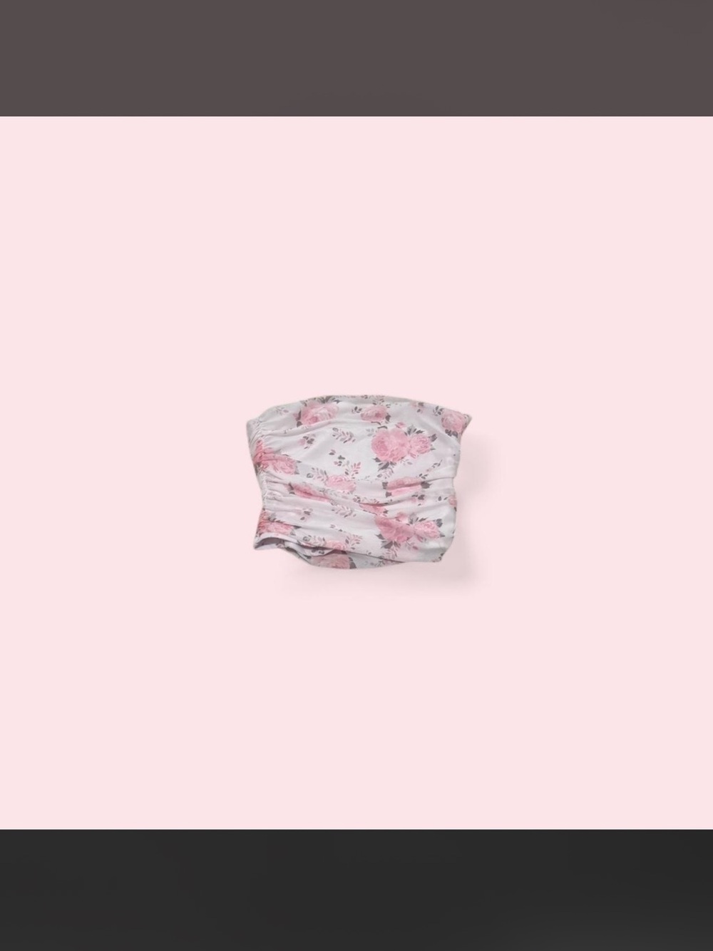 White Strapless Tube Top with Pink Floral Print